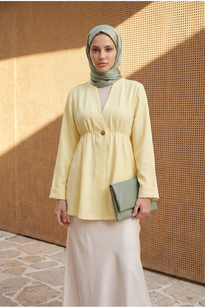 bellura Beli Lastikli Kolu Katlamalı Düğmeli Krep Kimono