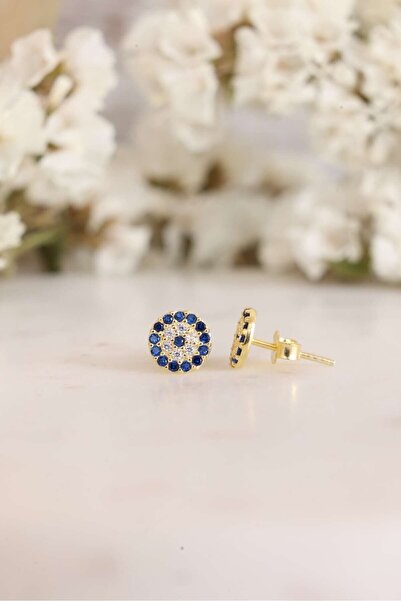 Silvano Jewelry 925 Ayar Gümüş Minik Nazar Küpe