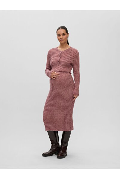 Mama Licious Strickpullover Normal geschnitten Rundhals Gerippte Ärmelbündche...