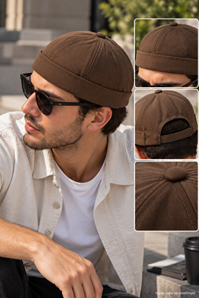ZERAMİNE Brown Unisex Docker Beanie Beret Hat Brown Street Fashion