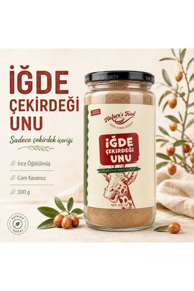 NATURES FOOD Sadece İğde Çekirdeği Tozu/Unu 300gr Glutensiz | %100 Saf Çekird...