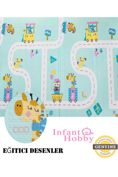 İnfant Hobby Happy Time Premium Katlanabilir Oyun Matı Oyun Halısı (ÖZEL KORUYUCU KENAR BİYE)