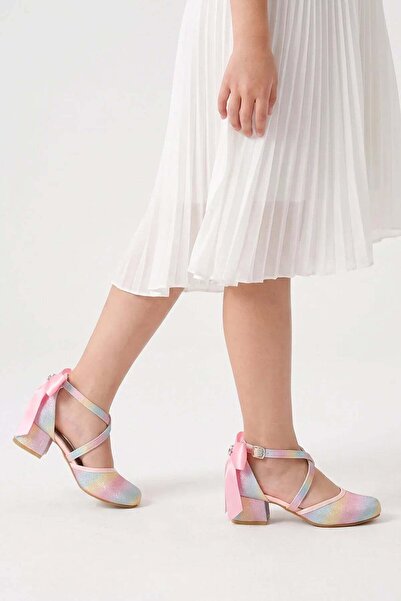 NeSe Shoes Girls' Heeled Shoes with Front Cross Straps, Evening Dress Shoes, ...