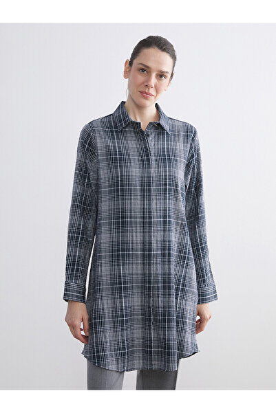 LC Waikiki Lcw Grace Black Plaid Women's Shirt Tunic with Nevavm Difference