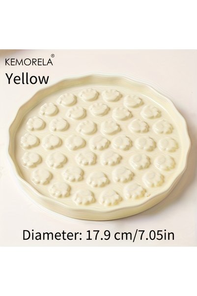 Choice Yellow KEMORELA Ceramic Slow Feed Cat Bowl - Paw Design Pet Food Dish,...