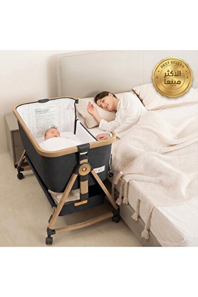 Babystart سرير أطفال نيكست تو مي قابل للطي هزاز وثابت بارتفاع قابل للتعديل، و...