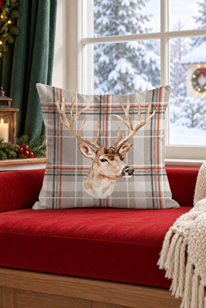 Evmila Decorative Throw Pillow Cover, Watercolor Deer Pattern, 43X43 cm Doubl...