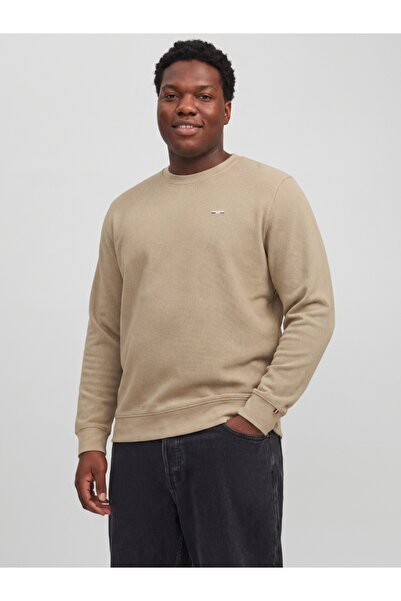 Jack & Jones Plus Pulover bărbătesc din bumbac organic, guler rotund, croială...