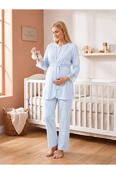 Lady Lingerie 3-Piece Maternity & Nursing Pajama Set for Women - Long Sleeve ...