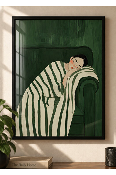KALİA HOME Ahşap Çerçeveli Kadın Figürlü Tablo, Bohem Çerçeveli Poster, Siyah...