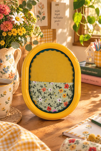 zigzagdikiş Patchwork & kırkyama kumaş fonlu 15 x 20 cm duvar & masa üstü sar...