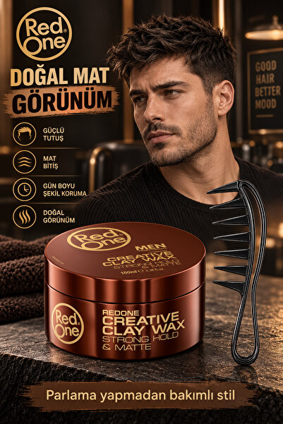 Red One Clay Hair Wax 100 ml – Mat Görünüm -güçlü Tutuş Muhtesem Stiller Wax Tarği Hediye