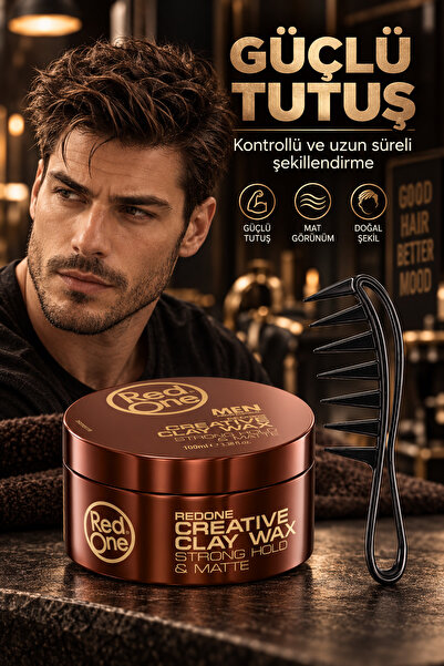 Red One Clay Hair Wax 100 ml – Mat Görünüm -güçlü Tutuş Muhtesem Stiller Wax Tarği Hediye