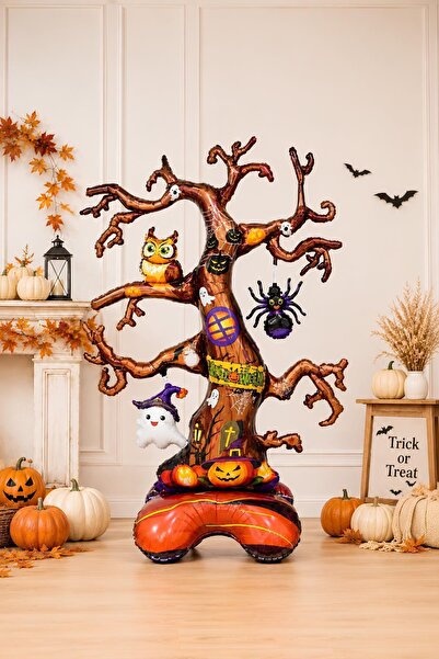 Patladı Gitti Halloween Cadılar Bayramı Ağaç Ayaklı Büyük Boy Folyo Balon 132...