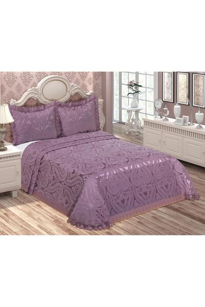 Finezza Tulip Polyester Cotton Chenille Plum Bedspread Double. 3 Pieces-1447