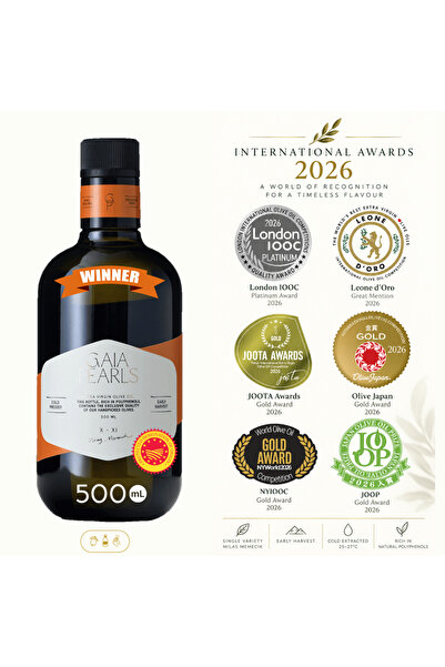 GAIA PEARLS Turuncu Seri 500 ml Milas Memecik Erken Hasat Soğuk Sıkım Zeytiny...