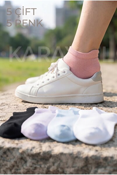 HANKARAYEL Kadın Çekçekli Pamuklu Patik Çorap 5'Çift