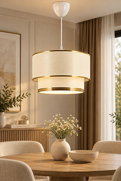 Eslight Stone Şerit Sarkıt Avize Krem E60
