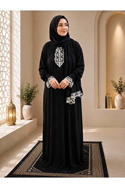 ALLURİNG THE BETTER ONE Seasonal Self-Head Scarf Lace Women's Prayer Dress, A...
