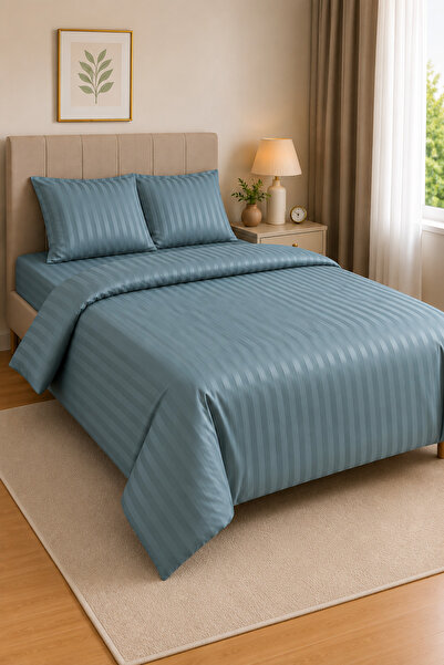 Vintero Home طقم غطاء لحاف مزدوج من الساتان القطني 100% مقاس 200x220 سم