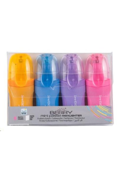 Serve Berry Mini Highlighter Pen Pastel Set of 4 Sv-Brmfkp4