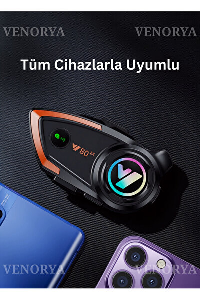 Genel Markalar VENORYA Y80 2X INTERCOM Tüm Cihazlarla Uyumlu Su Geçirmez Blue...