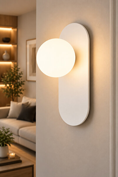 VENON 1 Piece White Ellipse Sconce Metal Sconce Glop White Glass Wall Lamp Be...