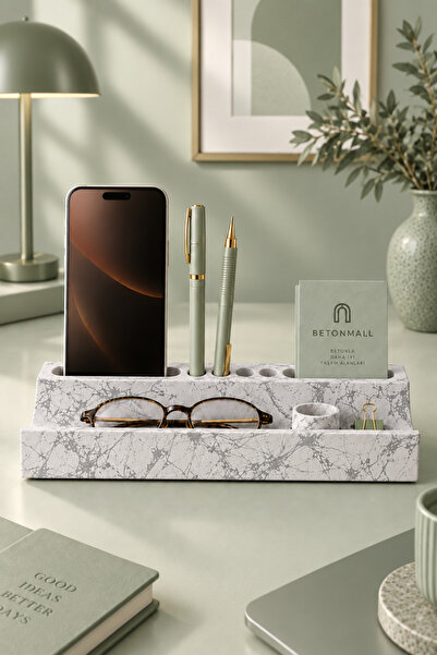 betonmall Marble Serisi Beton Masaüstü Organizer