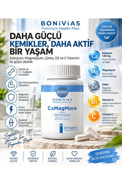 BONİVİAS Bonivias Camagmore Kalsiyum, Magnezyum, Çinko, K-D Vitamini Gıda Tak...