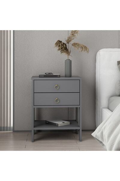 DEKOROSSO Zen Modern 2 Çekmeceli Komodin Antrasit