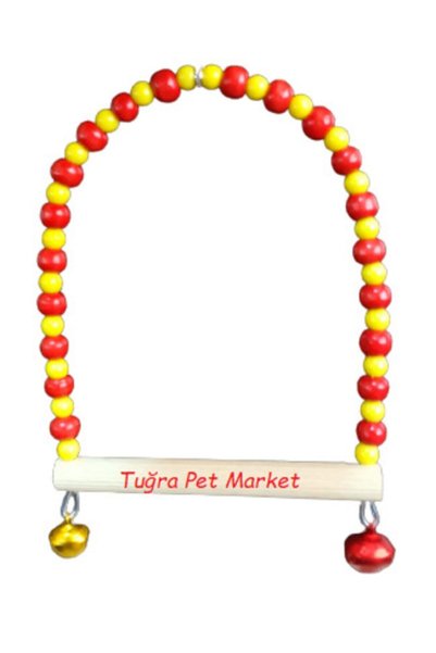 TUĞRA PET MARKET Muhabbet Kuşlarınız Icin Sarı Kırmızı Renkli Salıncak Oyuncak Seti