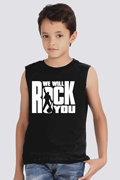 ROCKANDROLL قميص جاست روك يو أسود بأكمام مقطوعة |   تي شيرت للأطفال بدون أكما...