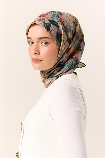 Silk Home وشاح قطني ناعم رفيع بنمط برتقالي وفستقي أخضر، مضاد للانزلاق، ذو ملم...