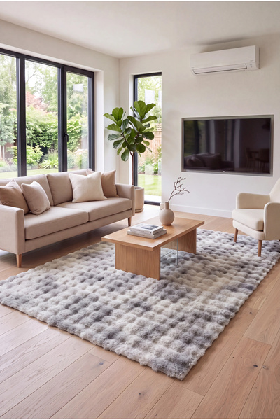 SANRUGS Home & Living BUBBLE Post Halı, Renk Efektli, Tavşan Tüylü, Yıkanabil...