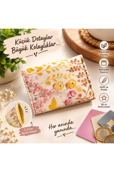 Mucemi Floral Patterned Women's Card Holder Wallet