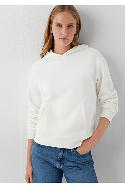 Mavi Kapüşonlu Ekru Sweatshirt 167299-80194