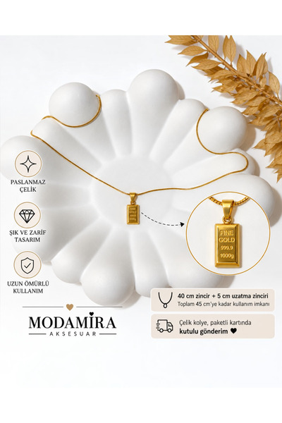 modamira Külçe Gr Altın Modeli Çelik Kolye