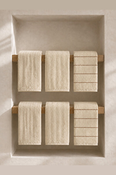 Casnack Seher 6-Piece Kitchen and Hand & Face Towel Set 30x50 cm