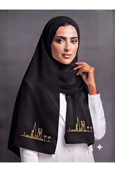 Veil Designer طرحة اليوم الوطني السعودي بوال طبقتين بنطريز ذهبي علي الطرفين ب...