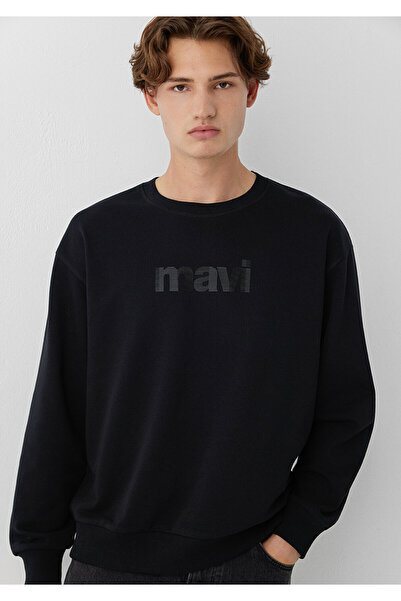 Mavi Schwarzes Sweatshirt mit Rundhalsausschnitt und Logo-Print 0S10551-900