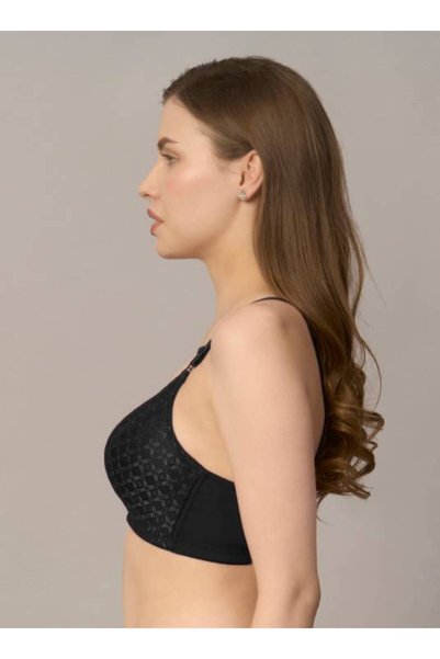 OEMS Lace Design Full Cup Padded Bra - 38B - Black