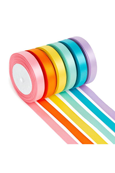 Choice13 25yards Macaron 10mm 6 Rolls 150yards Assorted Solid Color Silk Ribb...