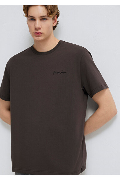 Mavi Dunkelbraunes Herren-T-Shirt M0612733-70219