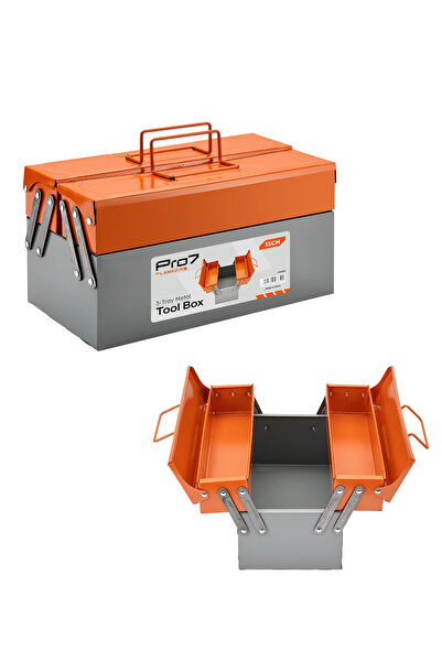 Lawazim Pro7 3-Tray Metal Tool Box – 35cm 13inch Foldable Organizer, Rust-Res...