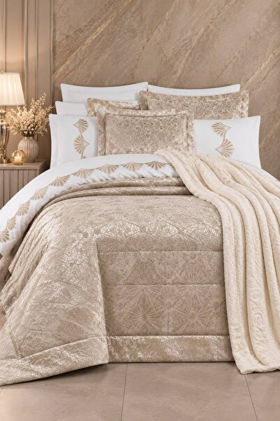 GOLDROOM Home İMPERİAL 10 PARÇA NAKIŞLI NEVRESİM TAKIMILI BATTANİYELİ KADİFE ...
