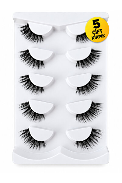 Sibelon Cat Eye Yarım Kirpik Seti 5 Çift – Doğal Görünümlü Half Lash Wispy Ta...