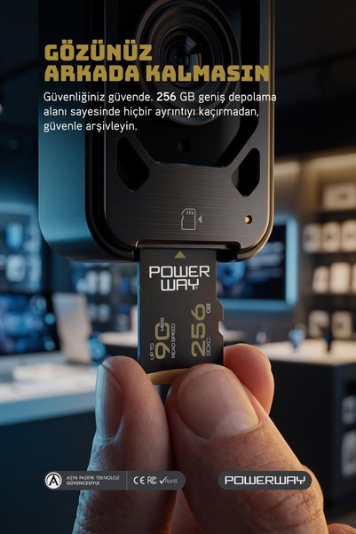 POWERWAY Premium 256Gb Sdxc Uhs Class 4K Ultra Speed Memory Card + Adapter