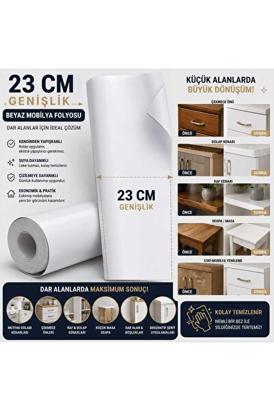BLACK MASTER Kendinden Yapışkanlı Beyaz Mobilya Kaplama Folyosu – Parlak PVC ...