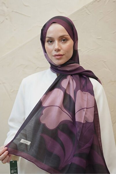 YILDIZ SCARFS شال ناعم من قماش الفوال بنمط ماغنوليا
