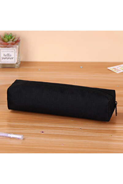 Choice Black Pencil Case Portable Pencil Bags Simple Solid Color Stationery P...